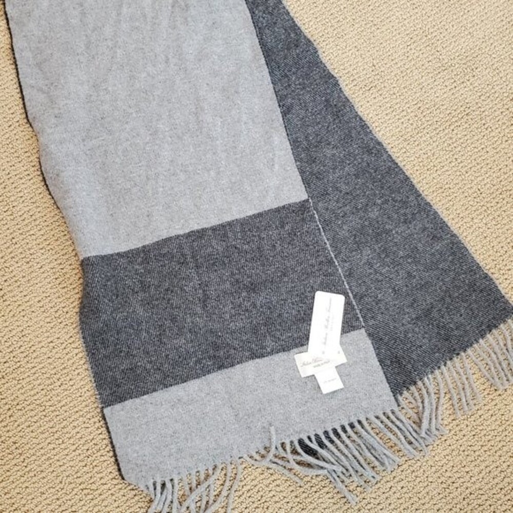 NWT Italian Woolen Treasures Lambswool Scarf Color block Italy 66"x14"